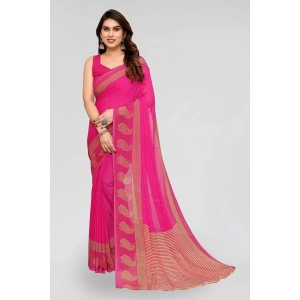 ANAND SAREES Georgette Printed Saree With Blouse Piece - Pink ( Pack of 1 ) - Pink