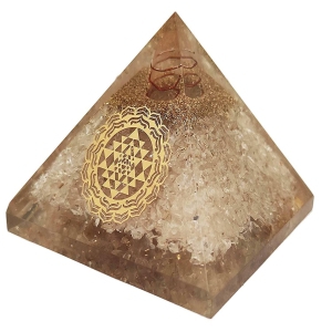 Amethyst & Clear Quartz Pyramid Yoga Meditation Crystal-Labradorite / Metatron Cube