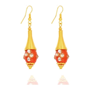 Abhaah handcrafted orange indo western Long kundan chain drop earrings for women and girls