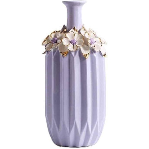 Vase Purple Ceramic Home Decoration Ornaments European Creative Flower Arrangement Bottle (Size : 31.5cm)