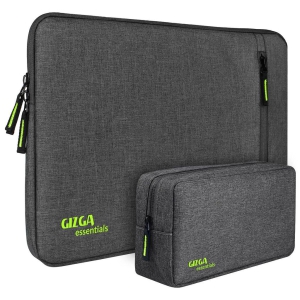 Gizga Essentials Laptop Bag Sleeve Case Cover Pouch for 14.1 Inch Laptop for Men & Women, Padded Laptop Compartment, Free Accessories Pouch, Premium Zipper Closure, Water Repellent Nylon Fabric, Grey