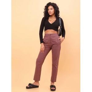 Brown Straight Cotton Pants-L