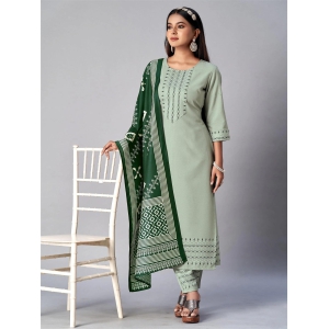 Green Colour Cotton With Jacquard Latest Party Wear Readymade Salwar Suits-M / Green