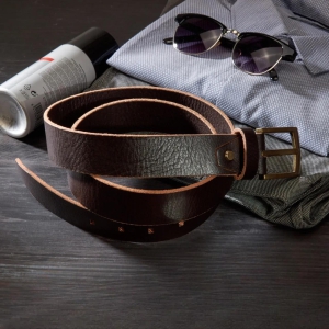Men''s Genuine Mild Leather Casual Belt - Brown-42
