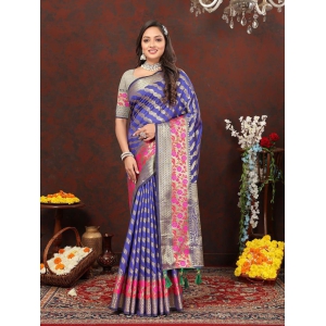 Purple Soft Silk Woven Design with Zari Weaving Leheriya Design Saree