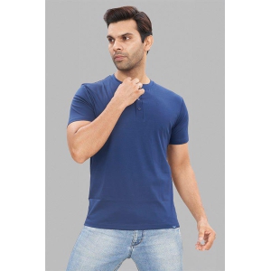 Men's Regular Fit T-Shirt - Navy Blue Henley-M