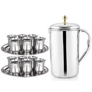 SHINI LIFESTYLE Stainless Steel Jug Set and best quality steel Glass, Water Jug, juice glass set