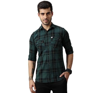 Men's Checkered Dk.Green Casual Cotton Shirt