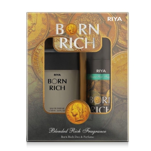 BORN RICH Perfume & Deodorant by RIYA Gift A Memory Blended Rich Fragrance, For Boyfriend Husband Father Brother Eau De Parfum Spray , Citrus Woody 100 ML Mild Fragrance, Long Lasting Fragrance / Luxurious Vogue Scent + Perfume Body Spray 150ml