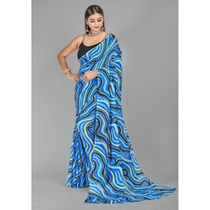 ANAND SAREES - Blue Georgette Saree Without Blouse Piece ( Pack of 1 ) - Blue