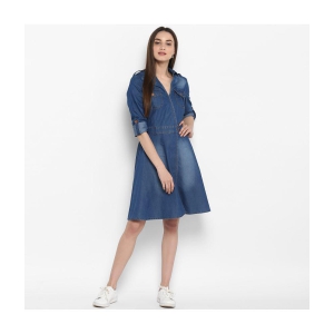 StyleStone Denim Blue Fit And Flare Dress - Single - None