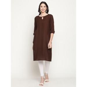 queenley-brown-cotton-blend-womens-straight-kurti-pack-of-1-none