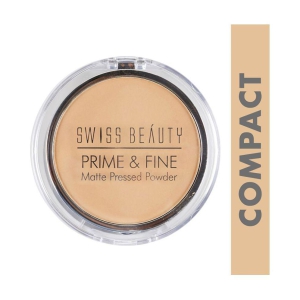 Swiss Beauty Prime & Fine Matte Pressed Powder (Natural Beige), 8gm