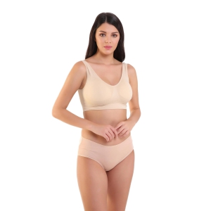 Kate High Coverage Mid Waist Hipster Panty - Beige-Large