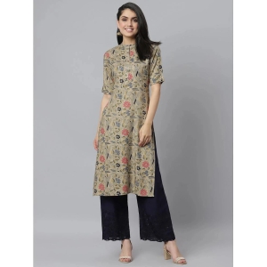 Stylum - Beige Rayon Womens Straight Kurti ( Pack of 1 ) - None