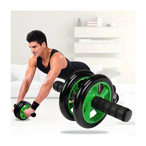 Double Wheel Ab Wheel Roller Exercise Equipment for Men and Women Workout Home Gym Exercise (Pack of 1) Green