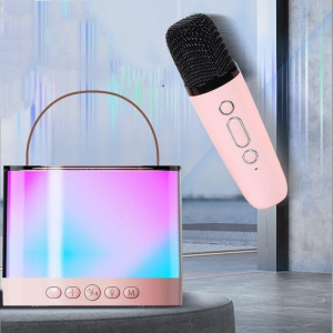 Karaoke Speaker With Wireless Mic 5 Magic Voice Effects Bluetooth Home Audio Speake (Mic Speaker Combo)