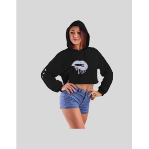 Dripping Lips Cropped Hoodie-L