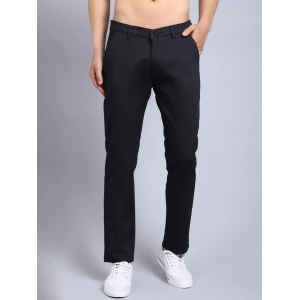 Rodamo  Men Black Textured Slim Fit Trousers