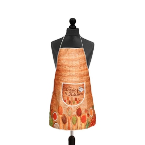 Digital printed Kitchen Apron, velvet, spices, brown