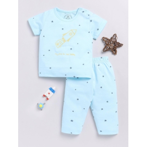 Blue Rocket Print Half Sleeve Night Suit-12-18 m