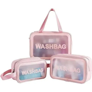 Wash Bag Clear Makeup Pouch Set Cosmetic Organizer Bag for Women and Girls Travel Waterproof Toiletry Storage Kit Organizer Makeup Pouch for Cosmetics Brushes Accessories