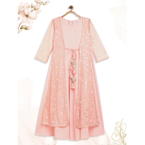 Girls Pink Crepe Ethnic Maxi Dress