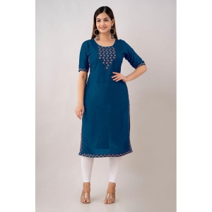 Kapadia - Teal Rayon Women''s Straight Kurti ( Pack of 1 ) - None