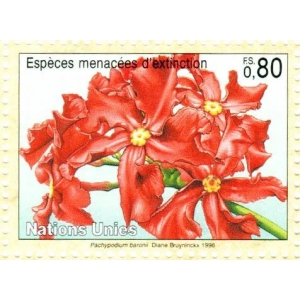 United Nations Red Bignonia Flower Postage  Stamp