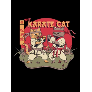 The Karate Cat Tshirt-Large / Black