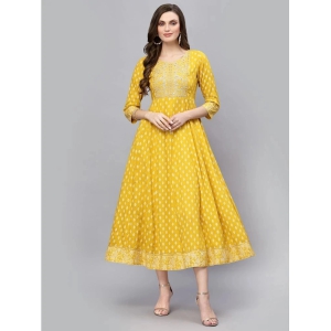 Stylum - Mustard Rayon Womens Flared Kurti ( Pack of 1 ) - None