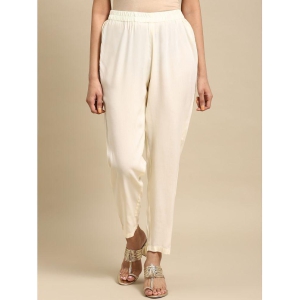 Rangita Women Rayon White Solid Ankle Length Straight Pant - None