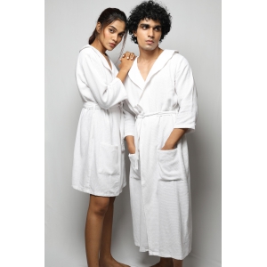 Cotton matte couple bathrobe-White / XS / XXL