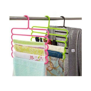 Inditradition Wardrobe Cloth Hangers | 5 Layer Space Saving Hangers, Pack of 4 (Multi-Color)