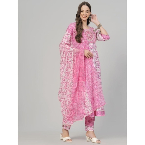 HIGHLIGHT FASHION EXPORT Cotton Printed Kurti With Pants Womens Stitched Salwar Suit - Pink ( Pack of 1 ) - None