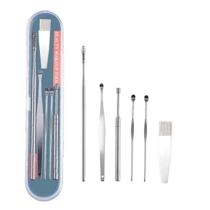 MILONI USA 5 Pcs Ear Pick with a Storage Box Earwax Removal Kit Ear Cleansing Tool Set Stainless Steel Ear Curette Ear Wax Remover Tool (5 Pcs)