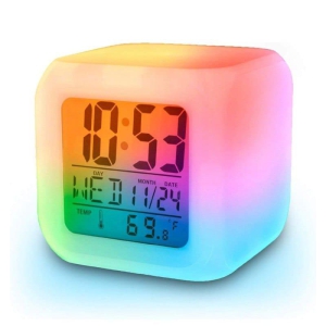 URBAN CREW LED 7 Colour Changing LED Digital Alarm Clock Table Watch with Date Time Temperature for Office Bedroom Multicolor ,Plastic (1Pc)