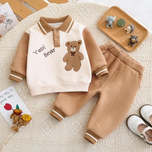 Bear Full Sleeve Two Pcs Set-Brown / 1-2 years / 80cm