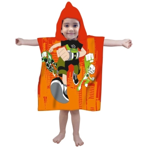 Mandhania Kid's Printed Hooded Poncho Cotton Bath/Pool/Beach Towel 60x115 cms -Orange