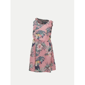 Teen Girls Pink All Over Printed Sleeveless Dress