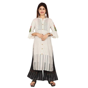 Monica Fashion Rayon Hand Work Casual Wear/Ethnic wear/Kurti Palazzo Set Calf Length Kurti Plazo Set for Women