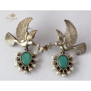 Azayaa World Blue Charming love bird earring