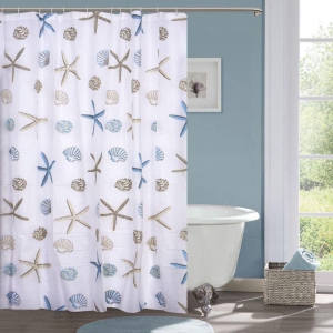 ElegantHomes Waterproof Printed PVC Blend Multicolor Set of 1 Shower Curtain - 7ft