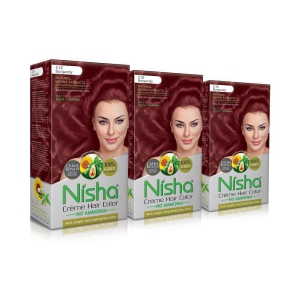 Nisha Burgundy 3.16 (60gm, 60ml, 12ml) Cream Permanent Hair Color Burgundy Burgundy 3.16 120 mL Pack of 3