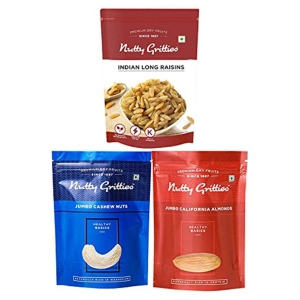 nutty-gritties-california-almond-200g-cashew-nuts-200g-raisin-200g-dry-fruit-combo-600g