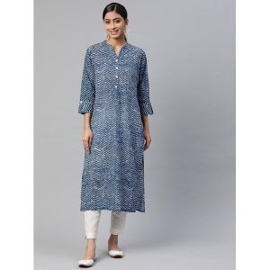 SVARCHI - Blue Cotton Women's Straight Kurti ( Pack of 1 ) - None