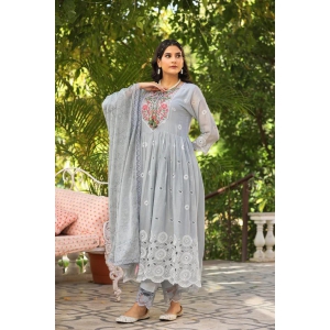 Womens Embroidery Kurta with Pant and Dupatta Set-XXL