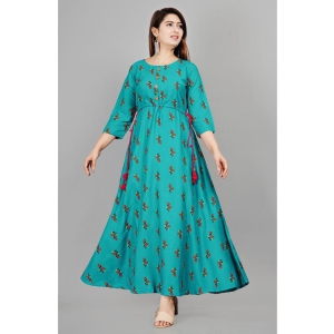 SIPET - Turquoise Rayon Women''s Anarkali Kurti ( Pack of 1 ) - None