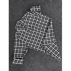 Black Checkered Casual Shirt: Regular vs. Super Slim Fit Men's Styles with Spread Collar-XL