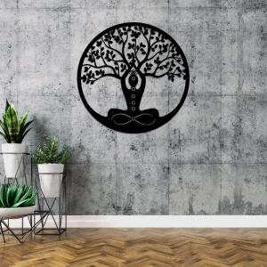 Personalized Meditation Tree Of Life Acrylic Wall Art-15 Inch / With Lights
